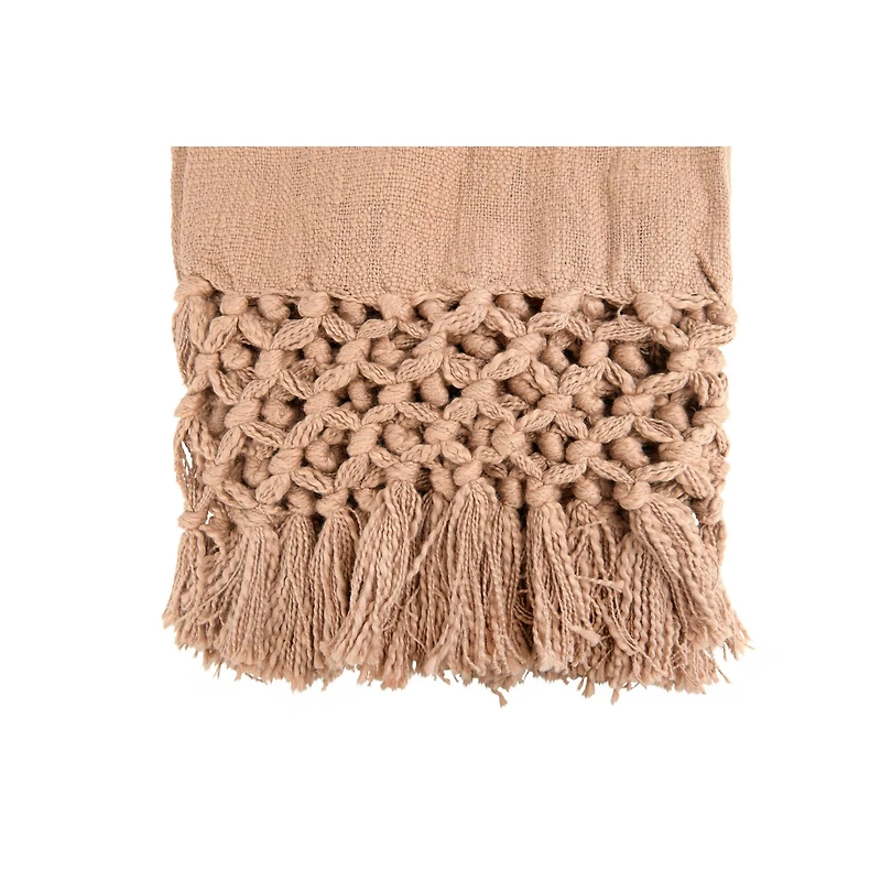 Hello Honey® Woven Cotton Throw Blanket with Crochet & Fringe