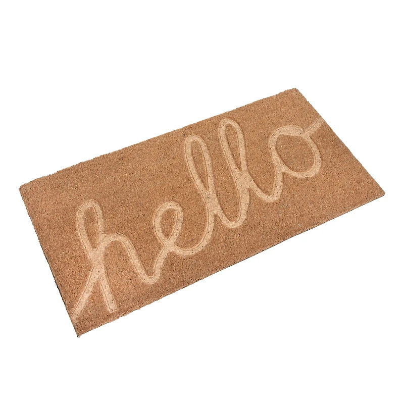 Hello Honey® Nautral Hello Engraved Coir Doormat
