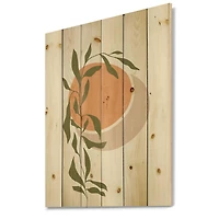 Designart - Abstract Orange Sun and Moon With Tropical Leaf