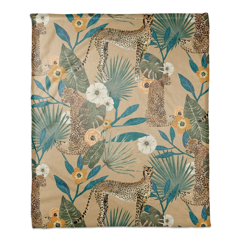 Tropical Cheetah Coral Fleece Blanket