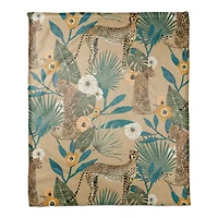Tropical Cheetah Coral Fleece Blanket