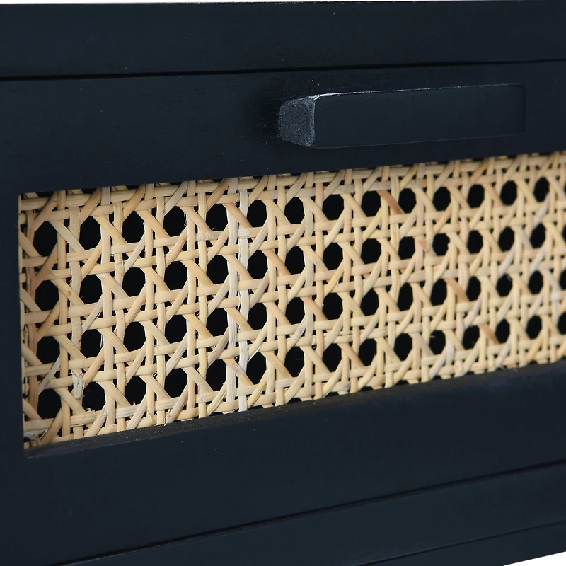 Hello Honey® 22" Black Cane & Mango Wood End Table