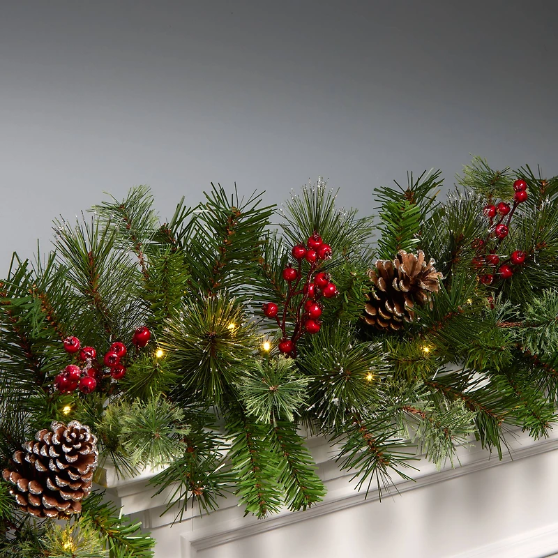 9ft. Iced Berry Pine Pre-LED Lit Garland