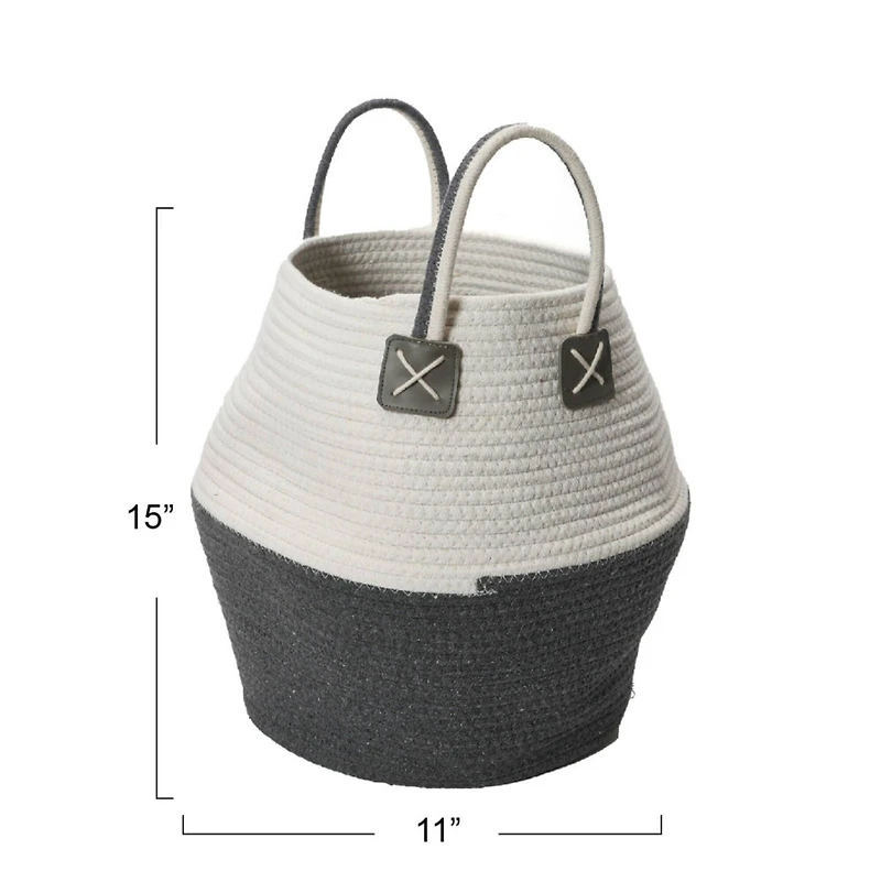 Household Essentials 15" Black & Ivory Bono Rope Basket