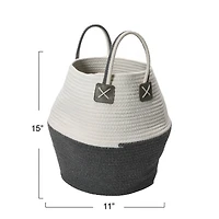 Household Essentials 15" Black & Ivory Bono Rope Basket