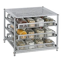 NEX™ 3-Tier 24-Bottle Metal Spice Rack with Drawer Organizer