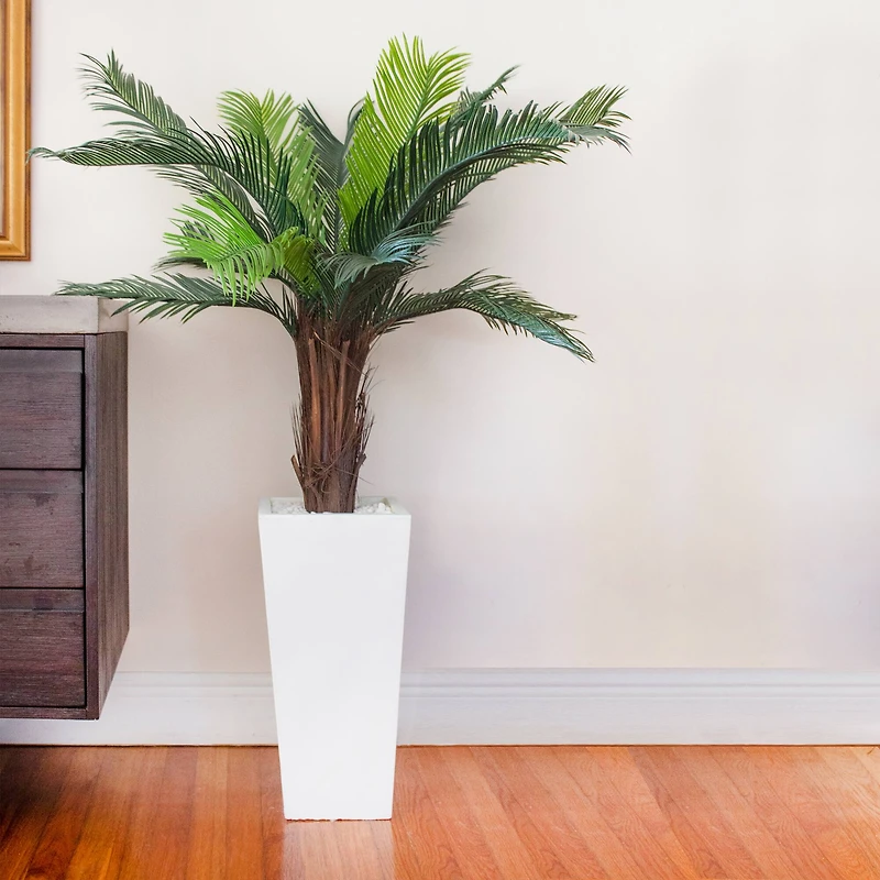 4.5ft. Cycas Plant in White Tower Planter