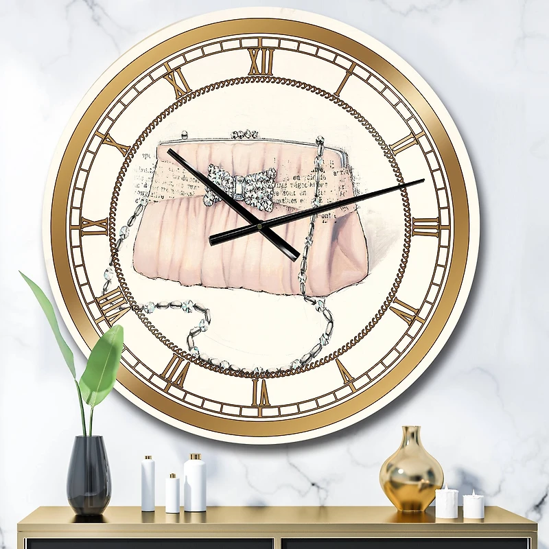Designart Glamorous Sparkle Purse II Glam Wall Clock