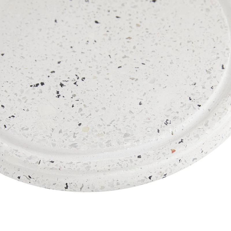 White Stoneware and Glass Contemporary Cake Stand with Cloche, 11" x 9" x 9"