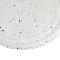 White Stoneware and Glass Contemporary Cake Stand with Cloche, 11" x 9" x 9"