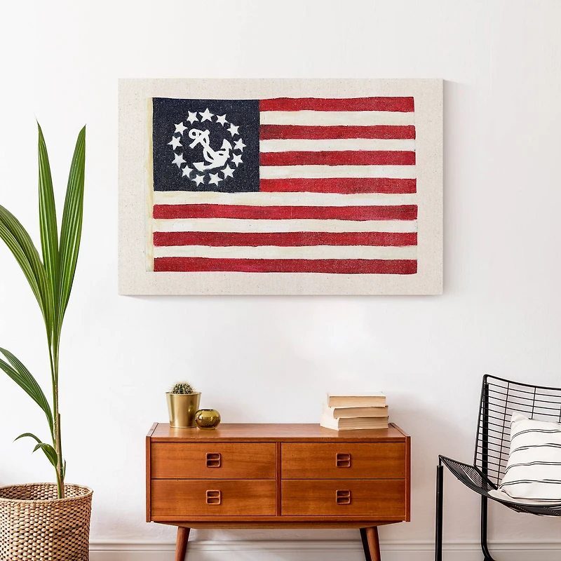 Stupell Industries Anchor Flag Canvas Wall Art