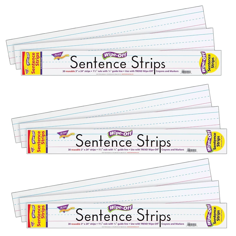 Trend Enterprises® Wipe-Off® White Sentence Strips, 180ft.