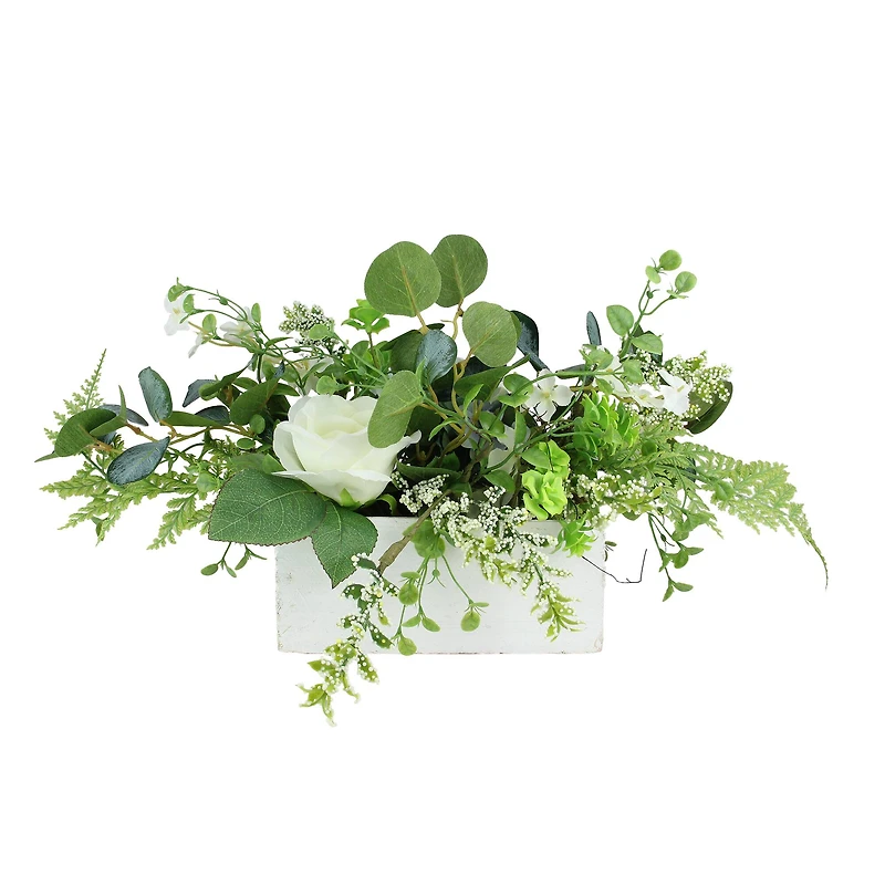 26" Succulent & Foliage Arrangement in Wooden Planter