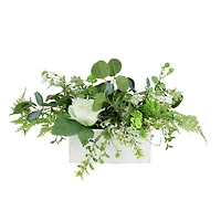 26" Succulent & Foliage Arrangement in Wooden Planter