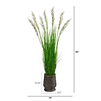 5ft. Wheat Grass Plant in Ribbed Metal Planter