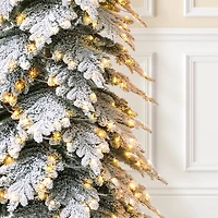 11ft. Pre-Lit Flocked Spruce Artificial Christmas Tree, Warm White Lights