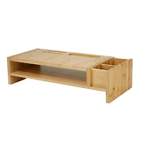 Mind Reader Brown 6 Compartment Monitor Stand Organizer