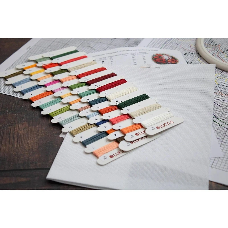 Luca-S Composition with Poppies Counted Cross Stitch Kit with Display Hoop