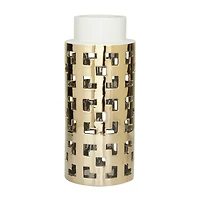 Gold Stoneware Glam Vase, 14" x 6" x 6"