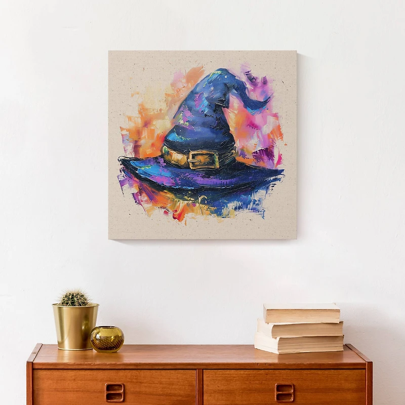 Painterly Witch Hat 16" x 16" Canvas Wall Art