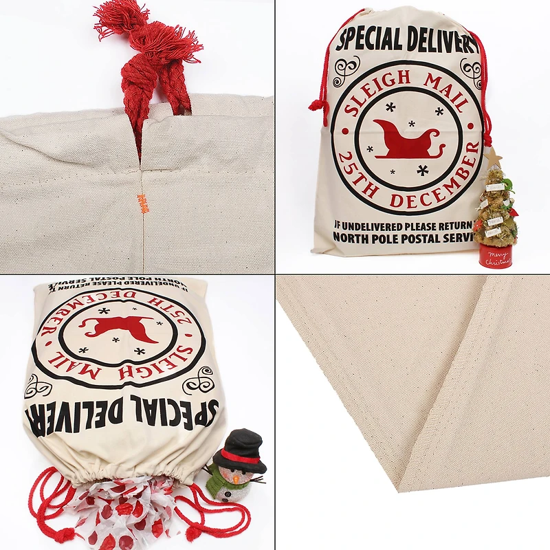 Personality Case™ 19" x 26" Sleigh Mail Cotton Christmas Drawstring Bag