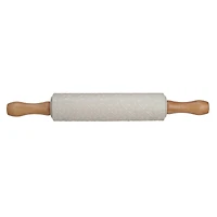 Hello Honey® Embossed Cream Stoneware Rolling Pin with Wood Handles
