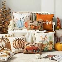 Glitzhome® Orange Velvet Thankful Pillow Cover