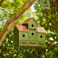 Glitzhome® 16.25" Distressed Wood Villa Birdhouse with Birdfeeder
