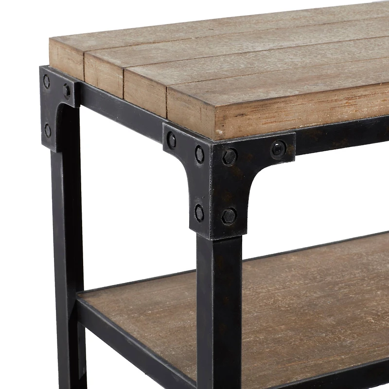 4ft. Brown Industrial Wood Console Table