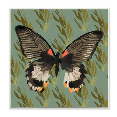 Stupell Industries Butterfly On Gold Pattern Abstract Design,12" x 12"