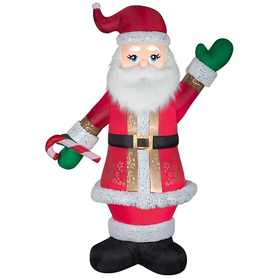 8ft. Airblown® Inflatable Mixed Media Luxe Santa with Candy Cane