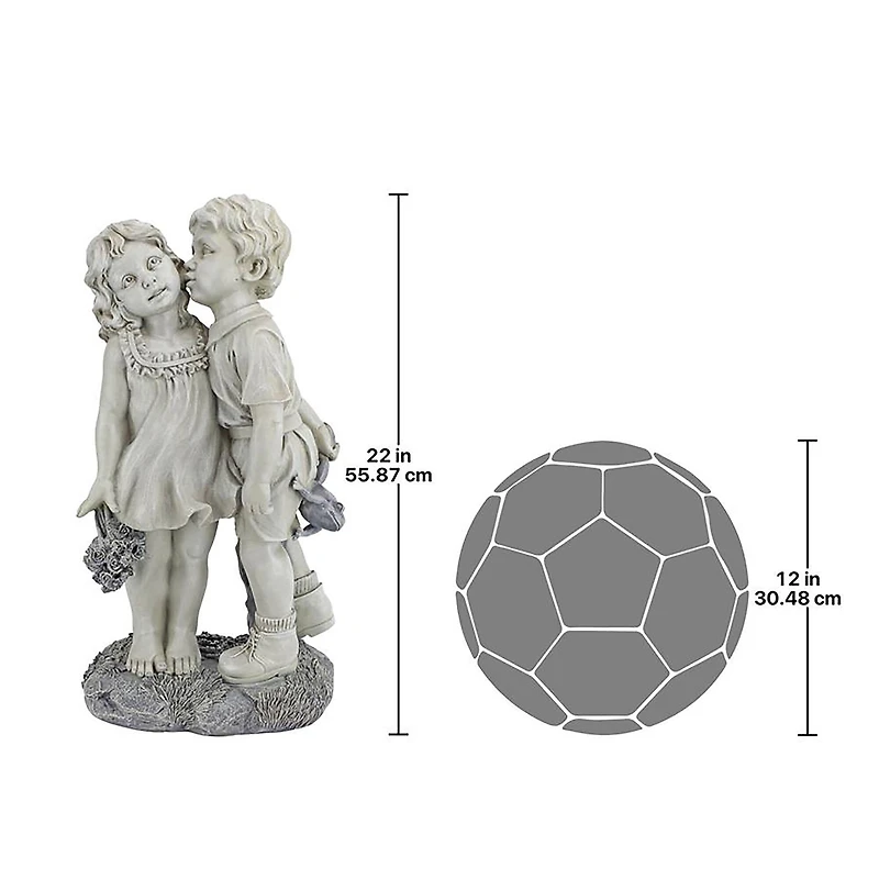 Design Toscano® 22" Young Sweethearts Kissing Children Garden Statue