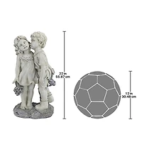 Design Toscano® 22" Young Sweethearts Kissing Children Garden Statue