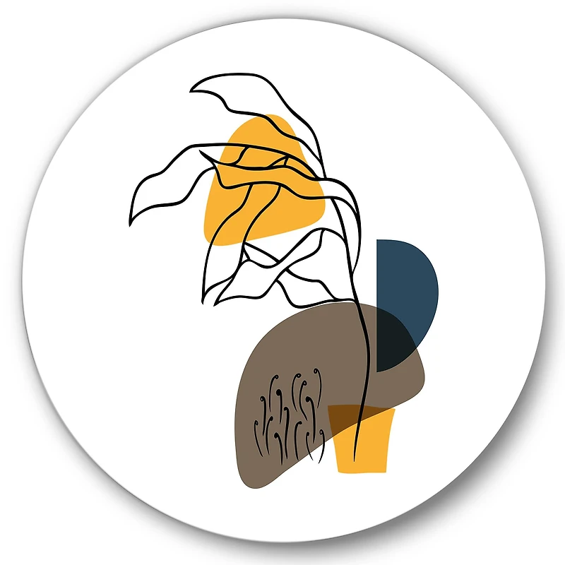 Designart - Abstract Flowers On Minimal Shapes V