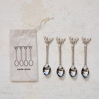 Hello Honey® 5.5" Nickel Finish Reindeer Handle Coffee Spoon Set