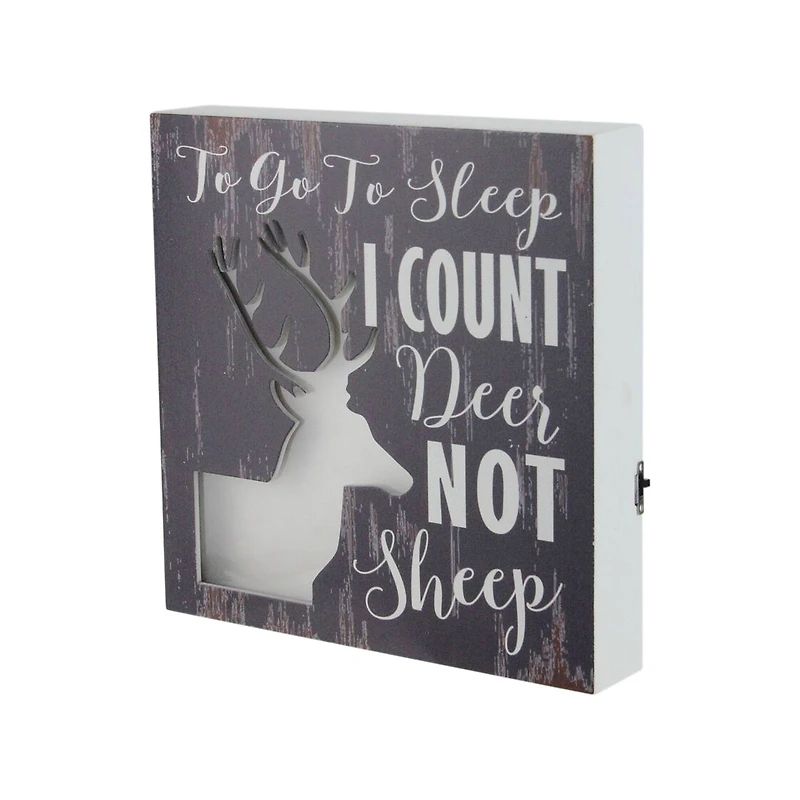 LED Lighted Fiber Optic Deer "To Go to Sleep I Count Deer Not Sheep" Wall Art Decoration