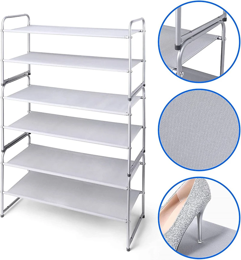 NEX™ Oumilen Silver 2-Tier Stackable Shoe Rack