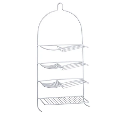 Bath Bliss White 4-Tier Rubber Shower Organizer Caddy