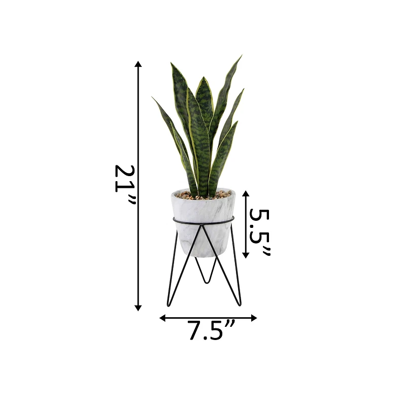Flora Bunda® 1.75ft. Snake Plant In Marble On Metal Stand