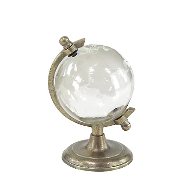 9" Contemporary White Glass Globe with Aluminum Base