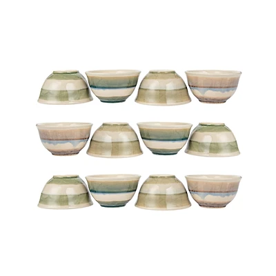 Hello Honey® 2" Multicolor Stoneware Bowls with Stripes, 12ct.
