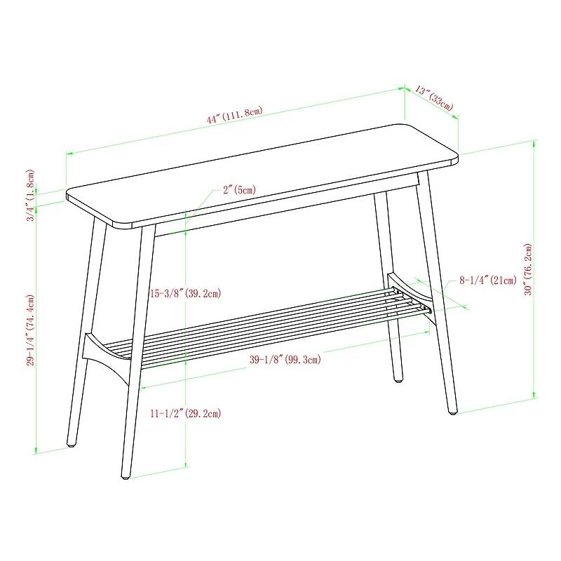 Walker Edison Faux White Marble/Dark Brown Oak Tapered Leg Entry Table
