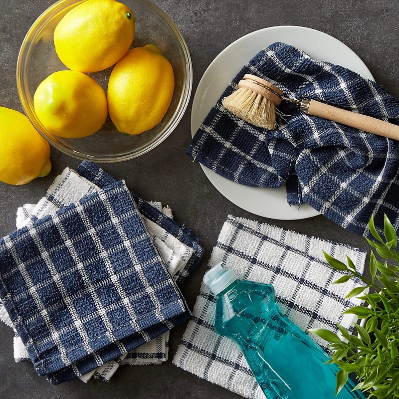 DII® Nautical Blue Combo Windowpane Dishcloths, 6ct.
