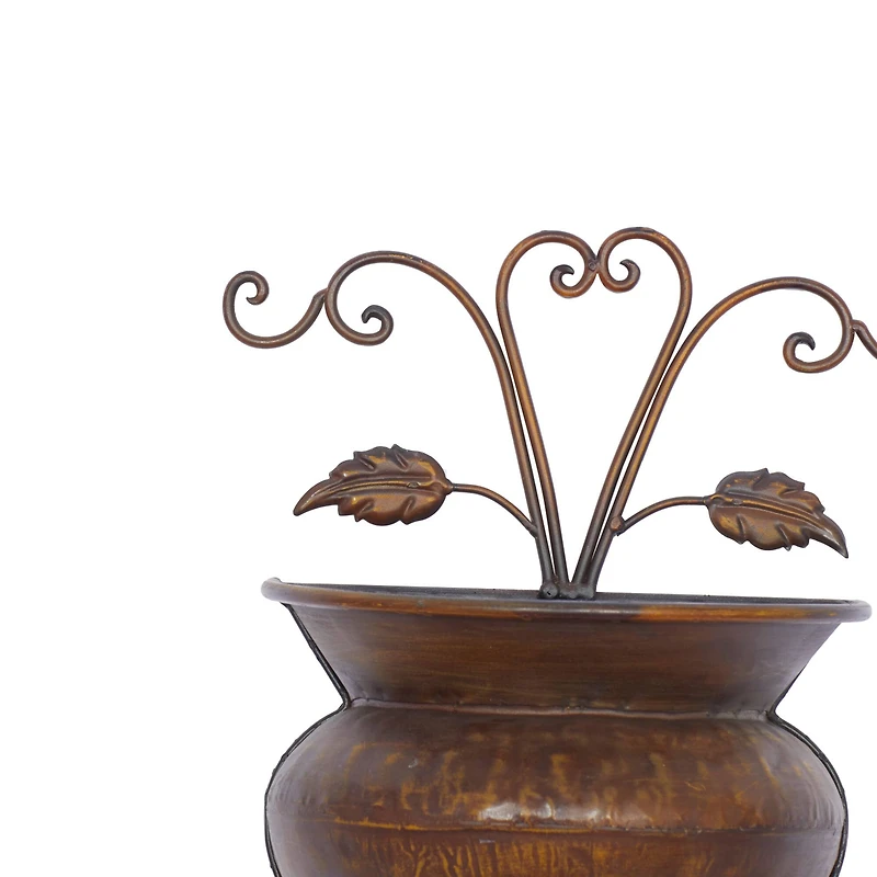 18" Dark Brown Iron Traditional Planter