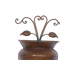 18" Dark Brown Iron Traditional Planter
