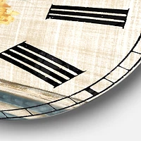 Designart 'Tulips In Teal And Gold Hatbox On Linen Cabin Wall Clock