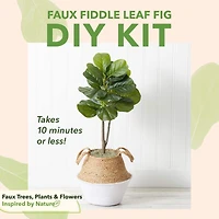 3ft. Artificial Fiddle Leaf Fig Tree With Handmade Cotton & Jute Woven Basket DIY Kit