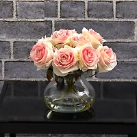 11" Pink & White Rose Arrangement in Vase