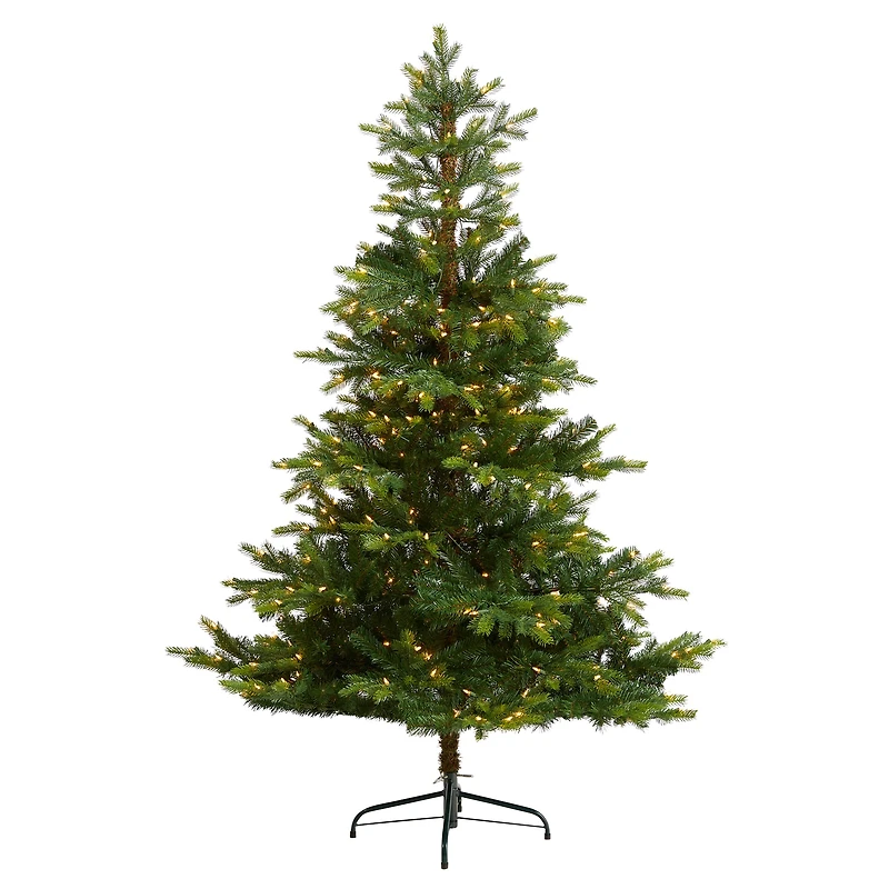6ft. Pre-Lit North Carolina Spruce Artificial Christmas Tree, Clear Lights