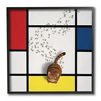 Stupell Industries Classical Mondrian Abstract Cat Painting Parody, 12" x 12"
